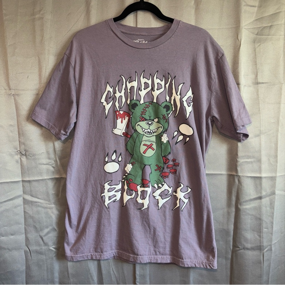 Eighty Eight Purple‎ Tee with Bear Graphic Men Large funny chopping Block